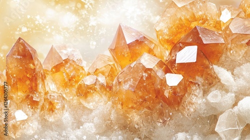 Obraz na płótnie Close-up of vibrant orange crystals glistening under soft sunlight, set against a dreamy background w salonie