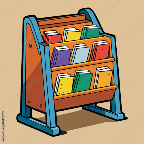 bookshelf with books vector illustration 