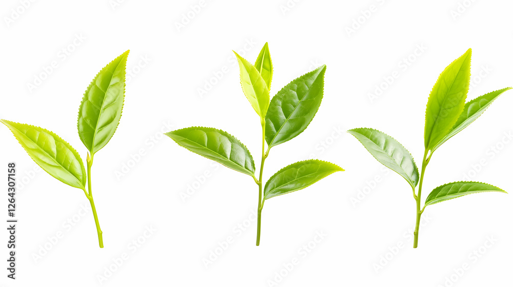 Fototapeta premium Tea leaves used for infusions. Isolated on white. Production and agriculture generative AI