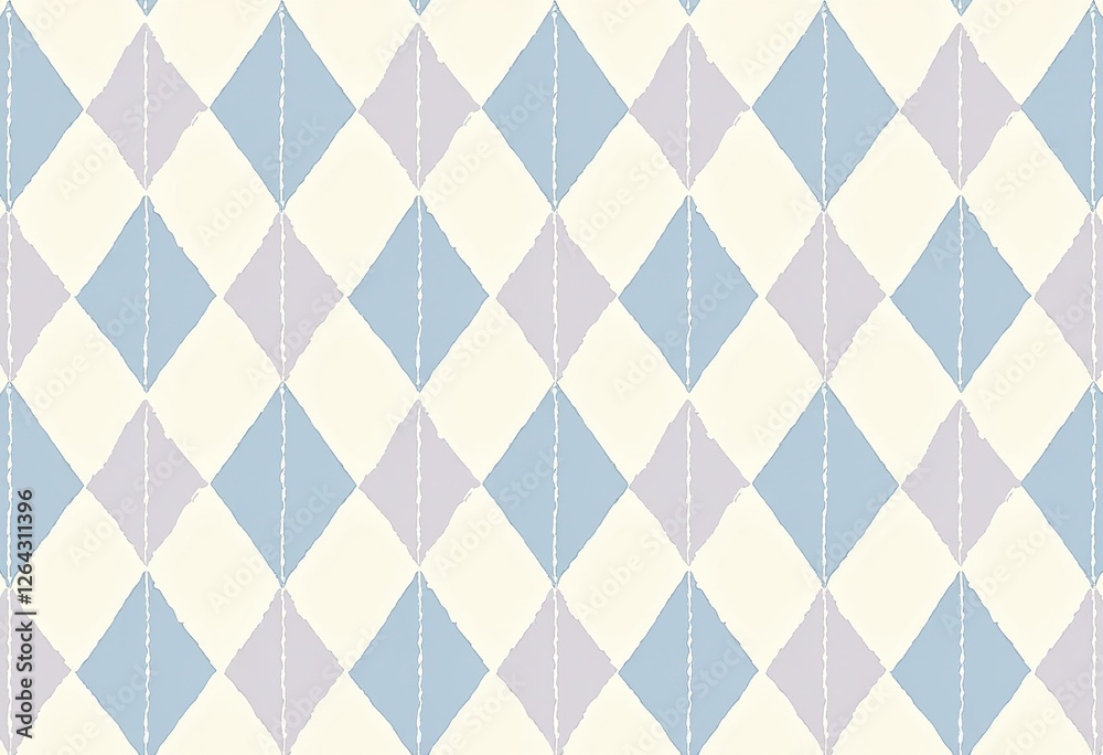 Light Blue and White Argyle - Seamless Pastel Pattern for Nursery Decor, Featuring Delicate Grey and Lavender Lines, Flat Style Vector Graphic
Light Blue and White Argyle - Seamless Pastel Pattern for Nursery Decor, Featuring Delicate Grey and Lavender Lines, Flat Style Vector Graphic