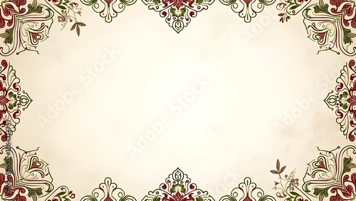 Intricate Maroon and Gold Patterns on Aged Ivory for Fine Stationery and Textiles