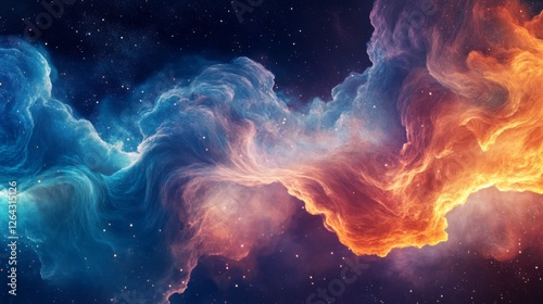 Cosmic Nebula: Blue and Orange Celestial Cloudscape