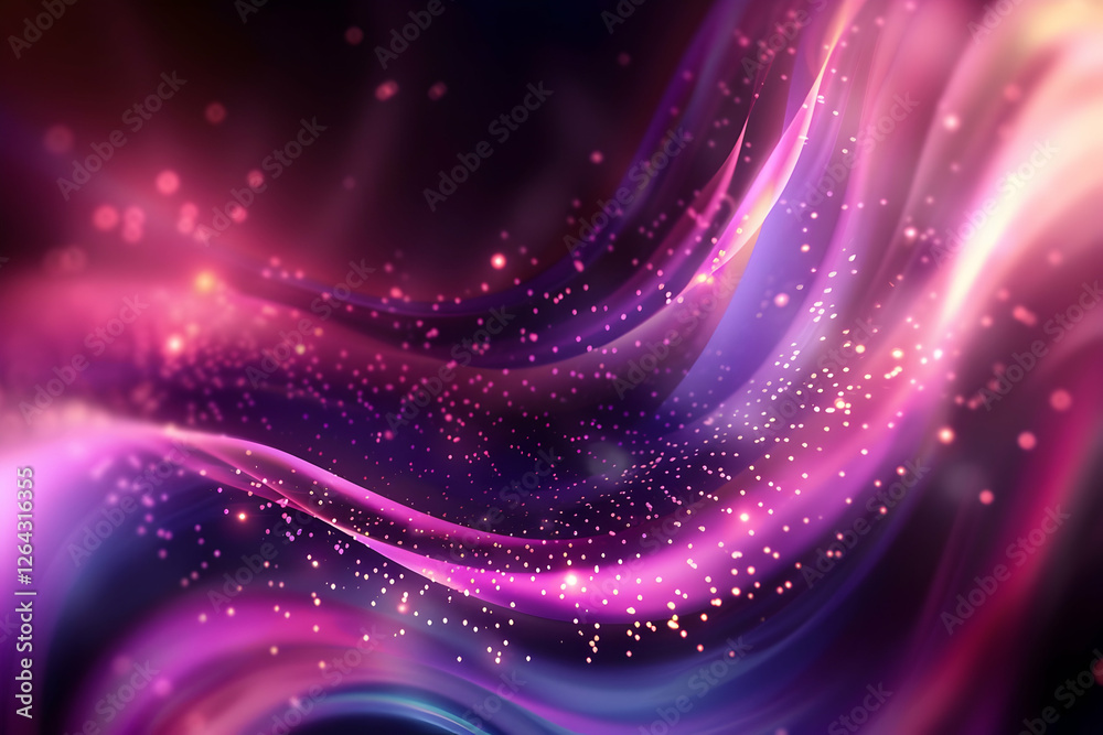 Obraz premium Abstract colorful waves with sparkling particles flowing in a dreamy background, creating a vibrant atmosphere