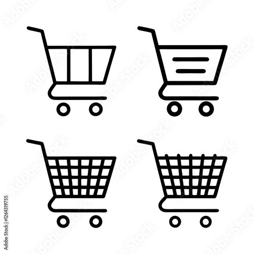 Minimalist Shopping Cart Vector Set.