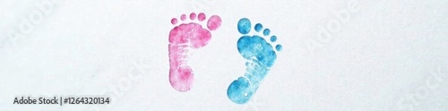 Tiny pink and blue footprint prints on white surface, baby footprints, newborn, happy moments
