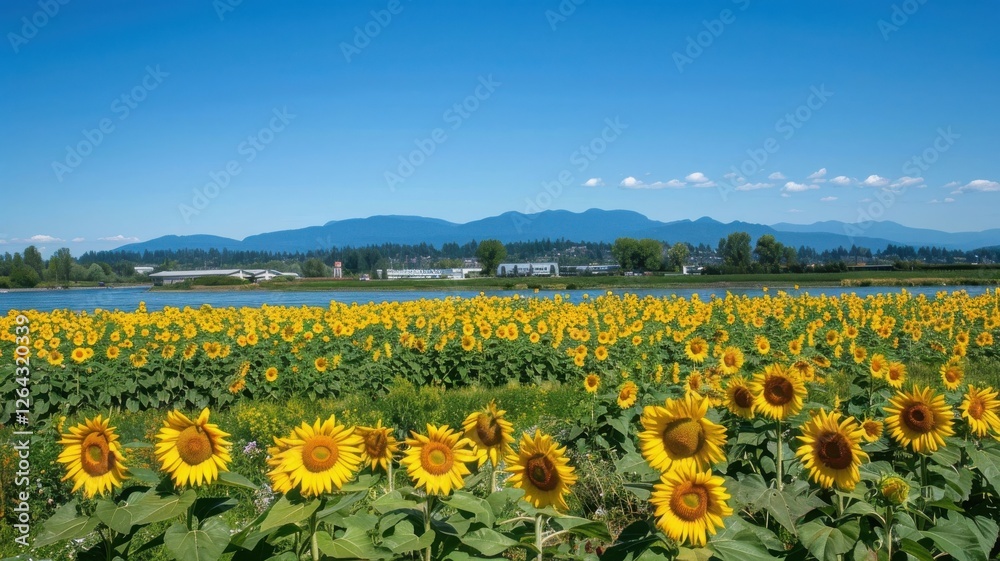 Exploring a Vast Sunflower Farm Scenic Beauty Nature's Bounty and Endless Fields in a Picturesque Landscape Exploring a Vast Sunflower Farm Scenic Beauty Nature's Bounty and Endless Fields in a Picturesque Landscape