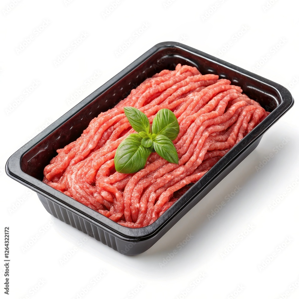 Ground Beef in Black Tray Fresh Minced Meat with Basil, Ground Beef Packaging, Minced Meat Ground beef, minced meat Ground Beef in Black Tray Fresh Minced Meat with Basil, Ground Beef Packaging, Minced Meat Ground beef, minced meat