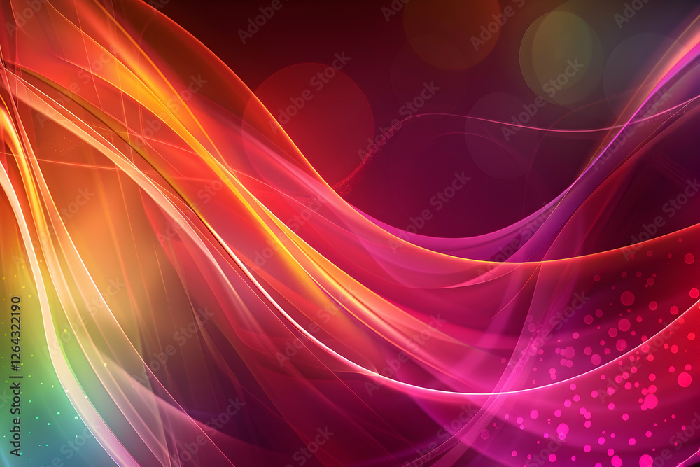 Fototapeta premium Vibrant abstract waves of color flowing seamlessly in a dreamy background with soft bokeh lights