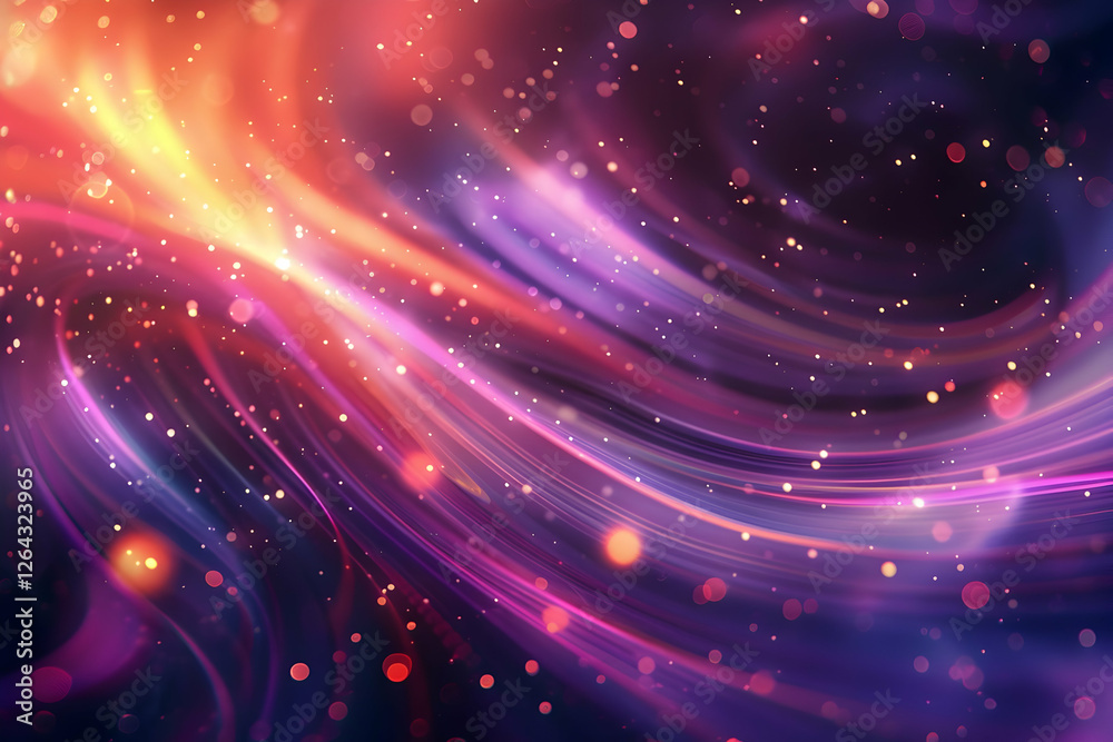 Fototapeta premium Vibrant abstract swirl of colors with glowing particles creating a dreamy atmosphere