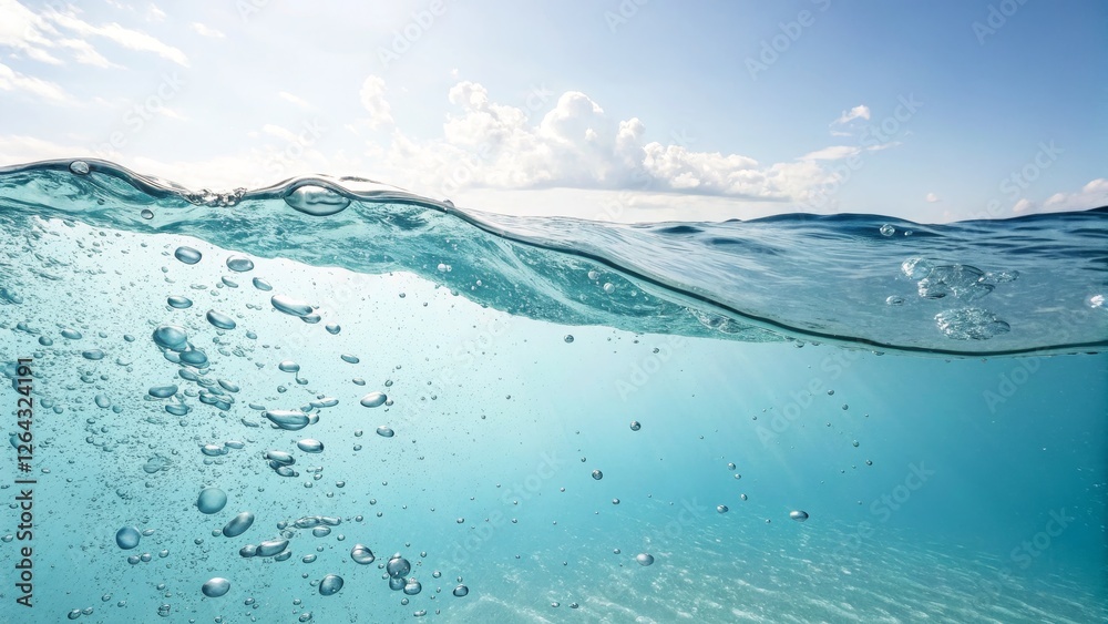 Underwater Bubblescape Ocean Wave Composition, Blue Water, Sunny Sky, Air Bubbles, Marine Photography Ocean Photography, Underwater Scene Underwater Bubblescape Ocean Wave Composition, Blue Water, Sunny Sky, Air Bubbles, Marine Photography Ocean Photography, Underwater Scene
