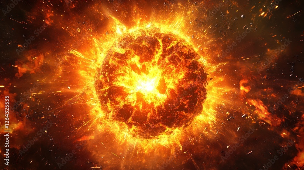 Fototapeta premium Fiery Cosmic Explosion: A Celestial Inferno