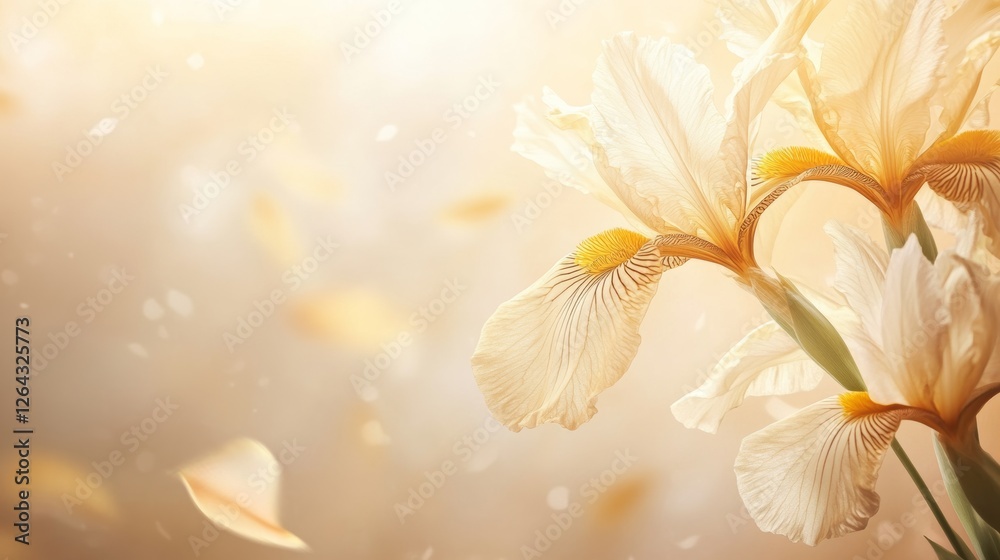 Fototapeta premium background in beige tones with barely noticeable iris petals