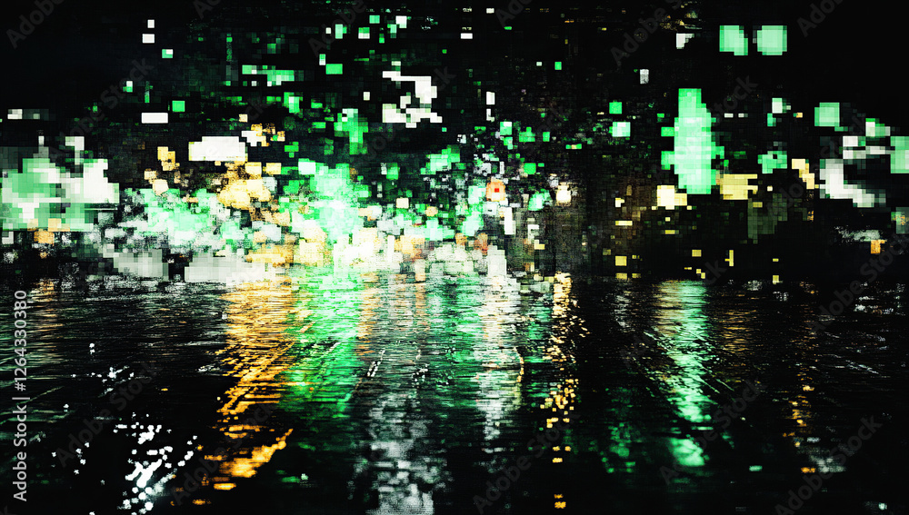 Obraz premium Abstract Digital Glitch Art with Neon Colors