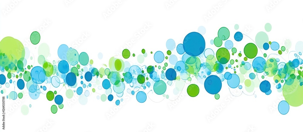 Abstract blue-green bubbles flowing, white background, website header Abstract blue-green bubbles flowing, white background, website header