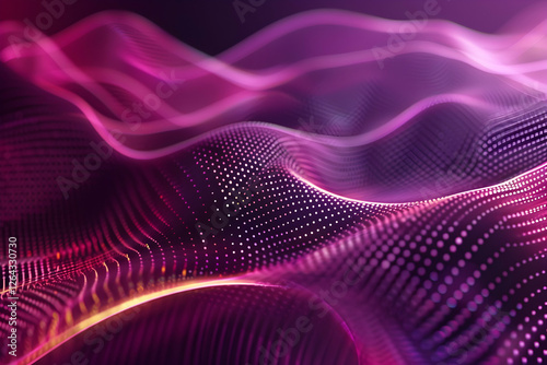 Wallpaper Mural Abstract wave patterns in vibrant purple and pink hues, creating a dynamic digital landscape Torontodigital.ca