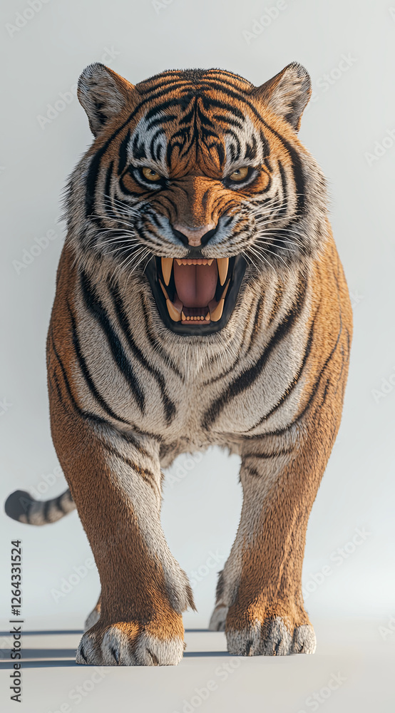 Obraz premium A full-body shot of a snarling tiger, 