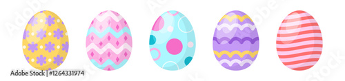 Cute colorful easter egg decoration flat illustration