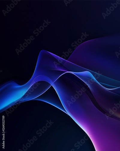 Abstract Blue and Purple Waves: Shimmering blue and purple waves dance and ripple across a dark background, creating a captivating and ethereal abstract design.