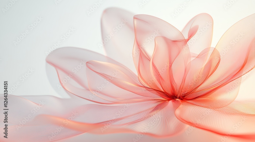 Fototapeta premium delicate flower like a glass. The flower petals should be light pink and translucent. The background should be white