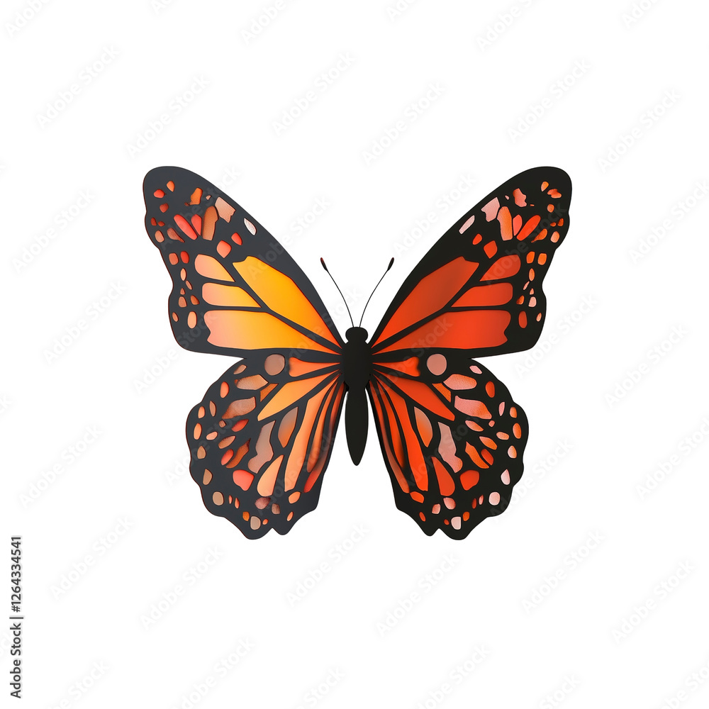 Obraz premium Vibrant Orange Butterfly with Black Outline - Detailed Vector Illustration