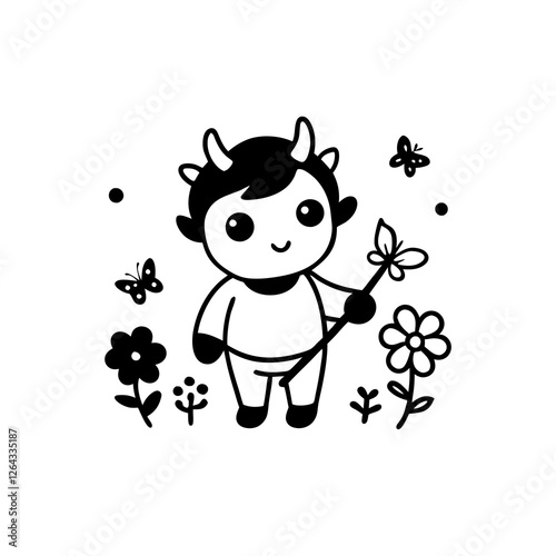 A small centaur with a joyful expression