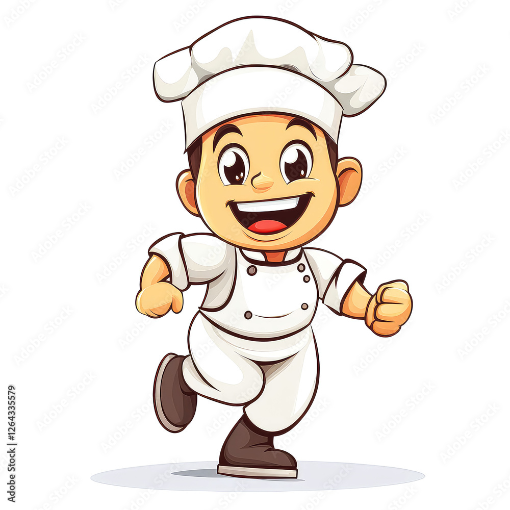 Joyful Cartoon Chef Running, Culinary Arts, Restaurant, Food, Cooking, Kitchen, Illustration Joyful Cartoon Chef Running, Culinary Arts, Restaurant, Food, Cooking, Kitchen, Illustration