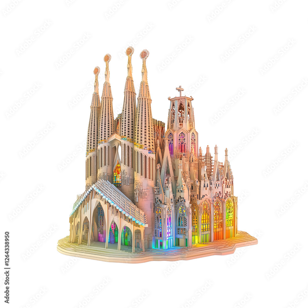 Obraz premium Sagrada Familia Model Illuminated Architectural Masterpiece