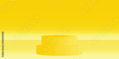 Yellow Background Empty Room Studio with table.Yellow Gallery room Background copy space, Abstract minimal design use for backdrop shooting for products presentation on Summer holiday promotion,Sales
