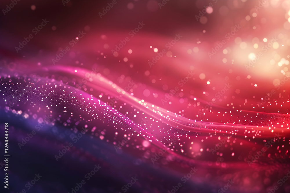 Fototapeta premium Abstract waves of vibrant colors with sparkling particles creating a dreamy atmosphere