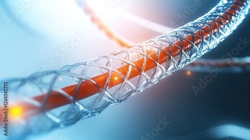 Stent Angioplasty Procedure on Medical Background, 3D Illustration