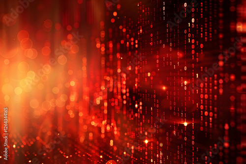 Wallpaper Mural Abstract digital background with vibrant red tones and glowing binary code patterns Torontodigital.ca