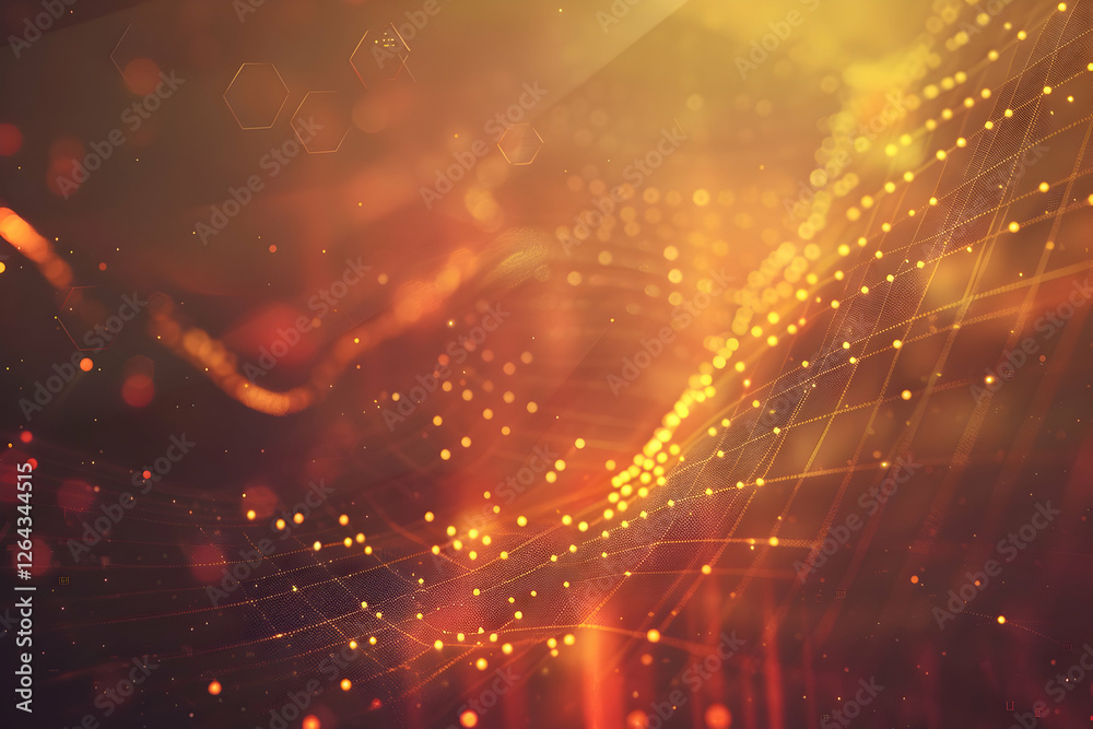 Abstract glowing lines and particles create a warm, dynamic background, ideal for digital design projects Abstract glowing lines and particles create a warm, dynamic background, ideal for digital design projects