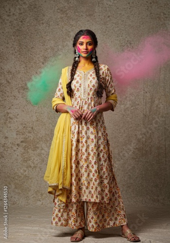 Indian girl on holi color