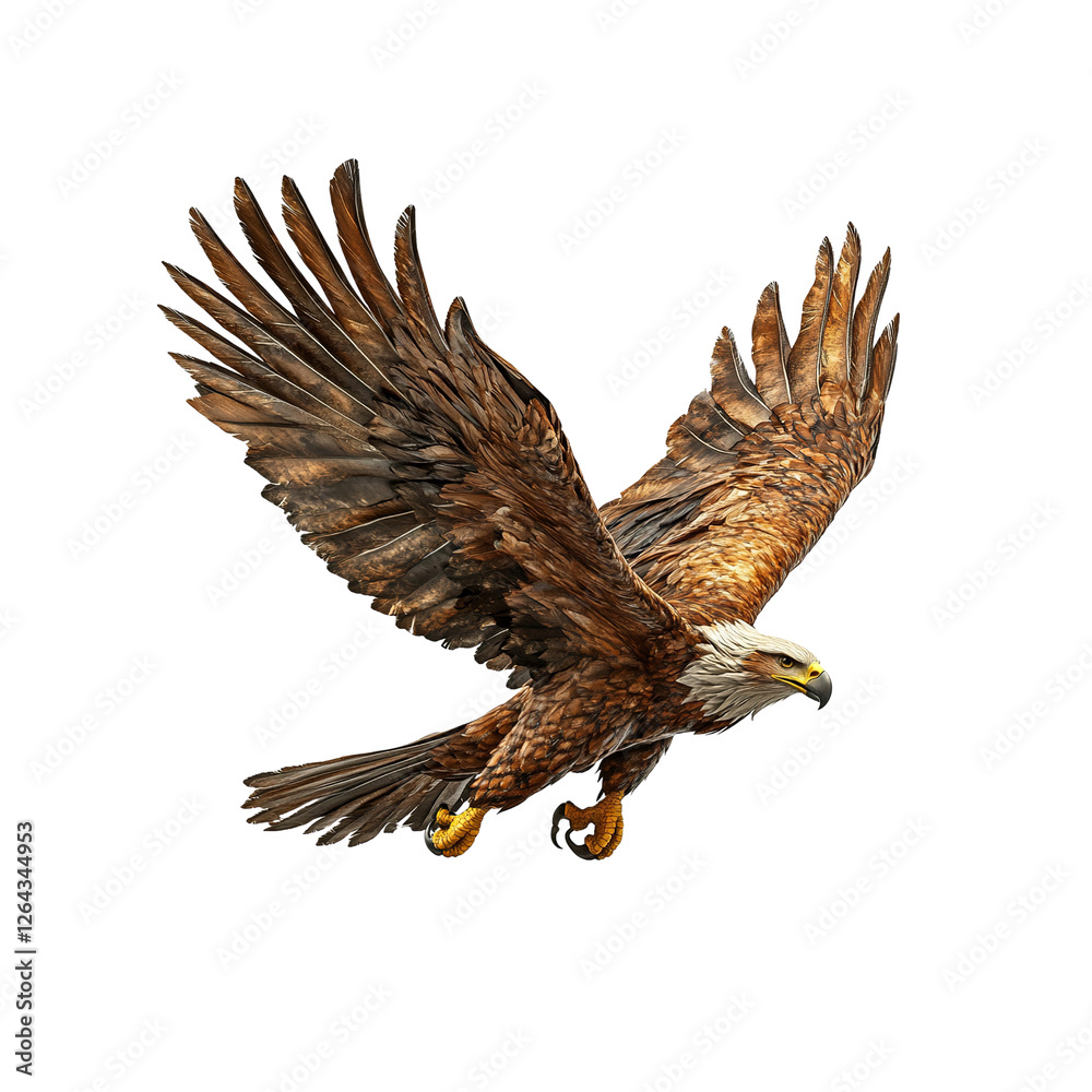 Obraz premium Majestic Golden Eagle in Flight, Isolated on on white background