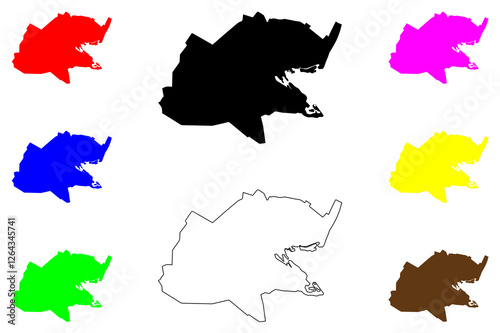 Ismailia city (Arab Republic of Egypt, Ismailia Governorate) map vector illustration, scribble sketch map