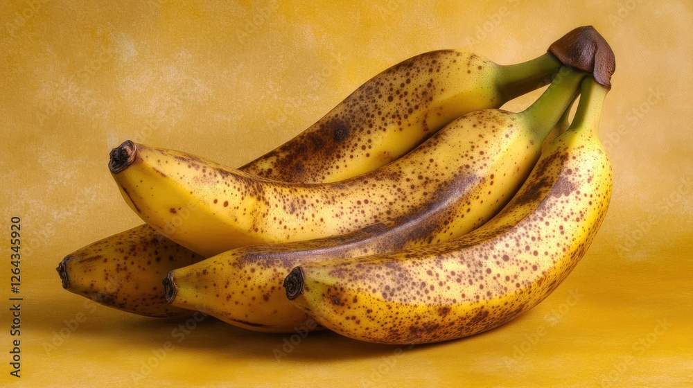 Ripe bananas on yellow background, healthy fruit Ripe bananas on yellow background, healthy fruit