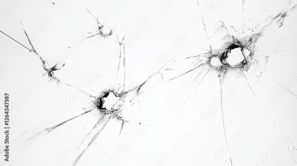 Broken glass with cracks and hole from impact or bullet. Vector realistic set of rectangle clear acrylic or plexiglass frames with crashed texture, white scratches and breaks Broken glass with cracks and hole from impact or bullet. Vector realistic set of rectangle clear acrylic or plexiglass frames with crashed texture, white scratches and breaks