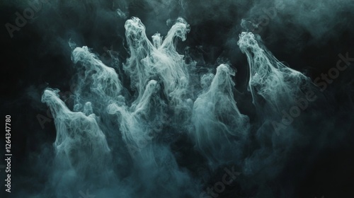 Ethereal Teal Smoke: Abstract Ink Cloud Formation