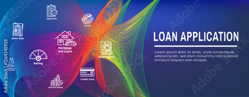 Credit Score for Loan Refinance or Application Icon Set and Web Banner