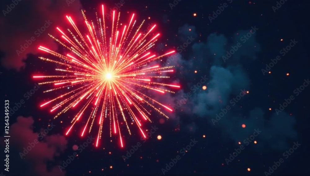 Obraz premium Vibrant firework explosion in starburst formation, starburst, fireworks
