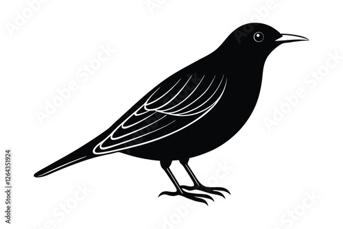 A black and white vector art illustration of a bird.eps