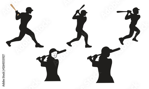 Baseball player, abstract vector silhouette Baseball ball, hitter swinging the bat, abstract isolated vector