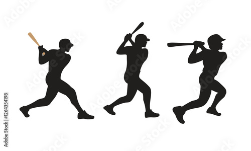 Baseball player, abstract vector silhouette Baseball ball, hitter swinging the bat, abstract isolated vector