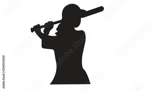 Baseball player, abstract vector silhouette Baseball ball, hitter swinging the bat, abstract isolated vector