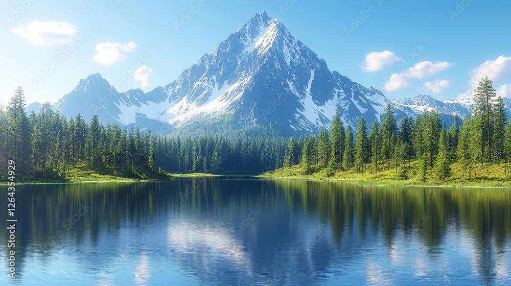 Serene Mountain Lake Reflection Stunning Alpine Vista Panoramic Nature Scenery Serene Mountain Lake Reflection Stunning Alpine Vista Panoramic Nature Scenery