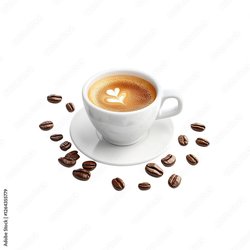 Aromatic Latte Macchiato with Coffee Beans