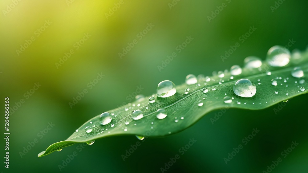 Leaf with Water Droplets: Fresh Green Nature Leaf with Water Droplets: Fresh Green Nature