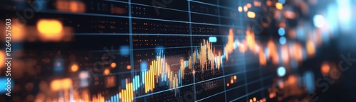 Wallpaper Mural A close-up view of a stock market graph displaying fluctuating financial trends, with vibrant colors representing market changes and investor sentiments. Torontodigital.ca