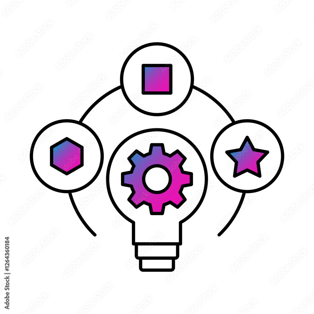 Interlocking gears icon. Rational thought, logical progression, reasoning, decision-making, problem-solving strategies. Vector illustration. Interlocking gears icon. Rational thought, logical progression, reasoning, decision-making, problem-solving strategies. Vector illustration.