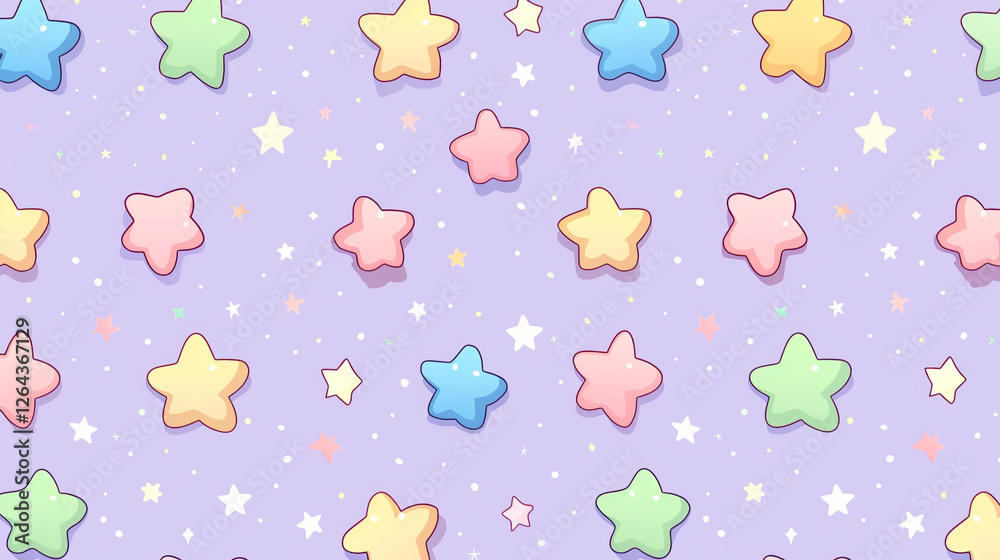Pastel Colored Kawaii Doodles with Simple Thick Outlines for Children